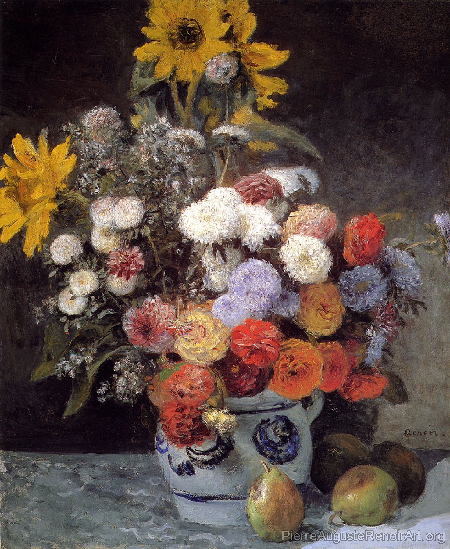 Mixed Flowers In An Earthware Pot